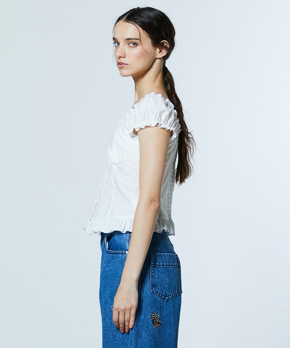 DSC / シャーリングオフショルトップス TOPS Night STORE | ダブル