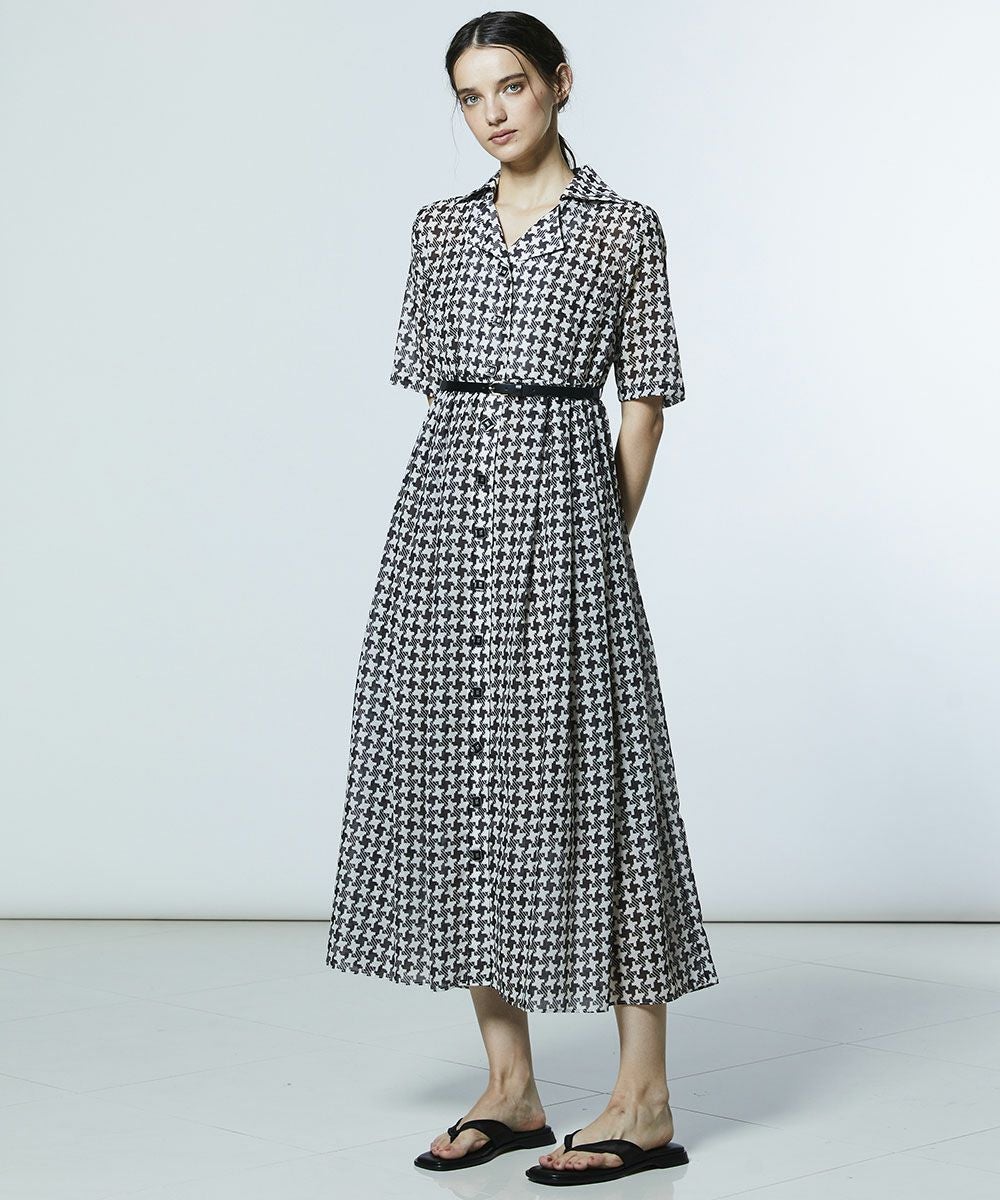 DSC / 幾何学柄 シフォンオープンカラーワンピース(SALE) DRESS Night