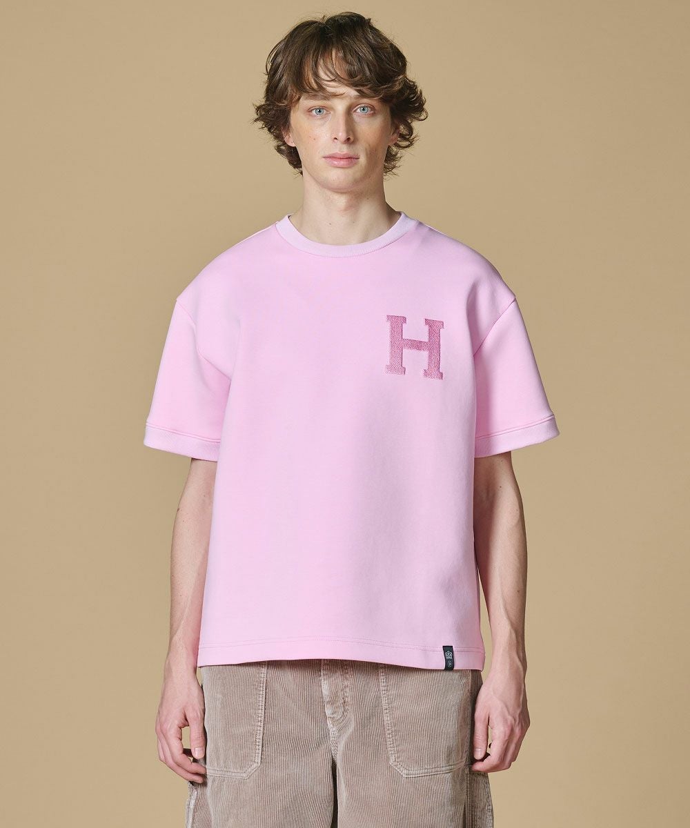 D/him H刺繍 コットンエアーダンボールTシャツ ベージュ　　Lサイズ相当 D/him H刺繍 コットンエアーダンボールTシャツ TOPS Night STORE