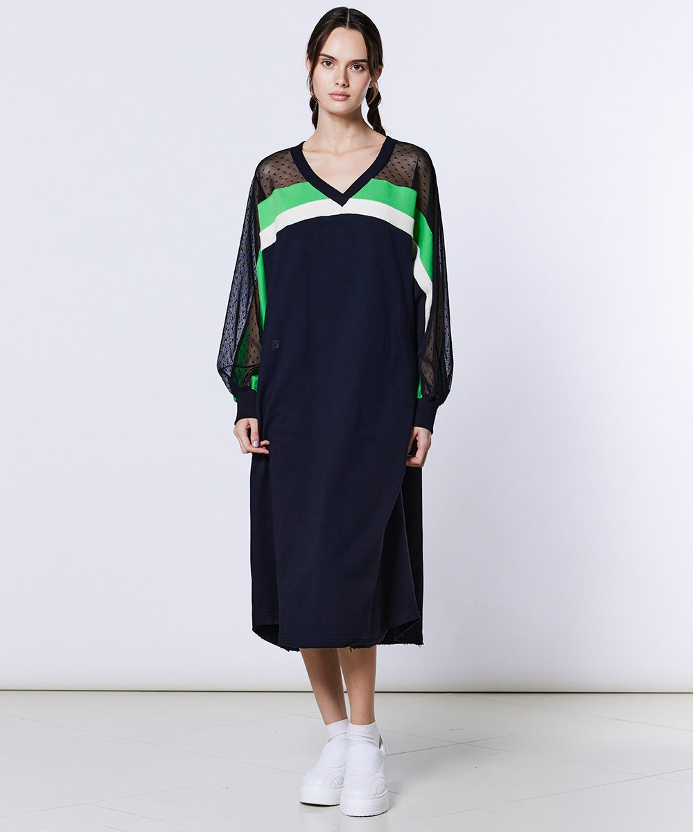 ESSENTIAL / 裏毛ドットチュールワンピース(SALE) DRESS Night STORE
