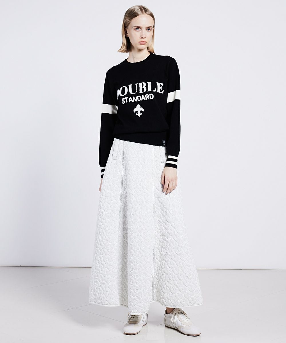 ダブルスタンダードクロージング 美品 ロゴ刺繍 Y ニット トップス レディース ホワイト 38 25年 38 DOUBLE STANDARD CLOTHING（ダブルスタンダードクロージング）の「ロゴ