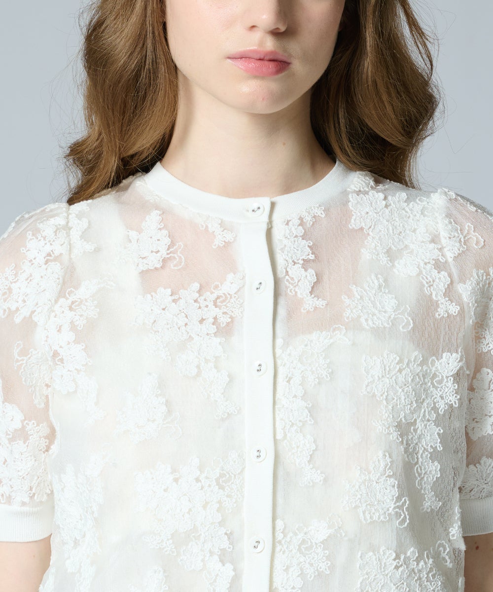 CORCOVADO / コード刺繍レース ショートカーディガン TOPS Night STORE