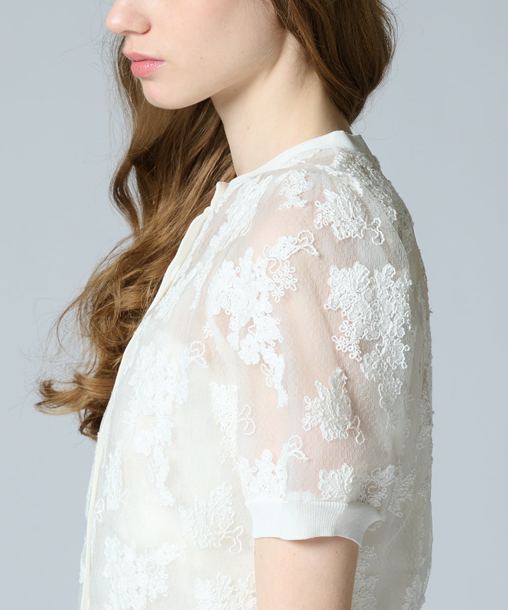 CORCOVADO / コード刺繍レース ショートカーディガン TOPS Night STORE
