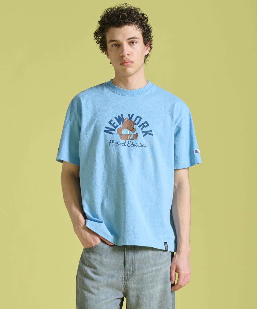 POINT 10%】Champion×D/him / NY Bear Print T-Shirt TOPS Night STORE