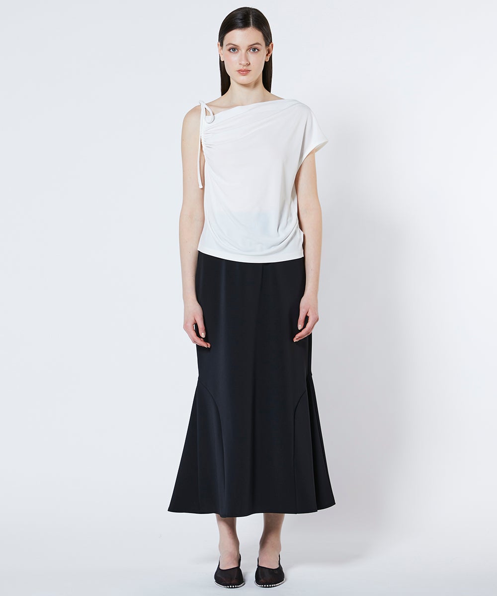 【美品】ソブ-Sov.-ドレープシフォンカットソー Sov. / ワンショルダードレープトップス TOPS Night STORE | ダブル