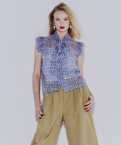 Sov. / ダイヤプリント シフォンボウタイブラウス TOPS Night STORE 