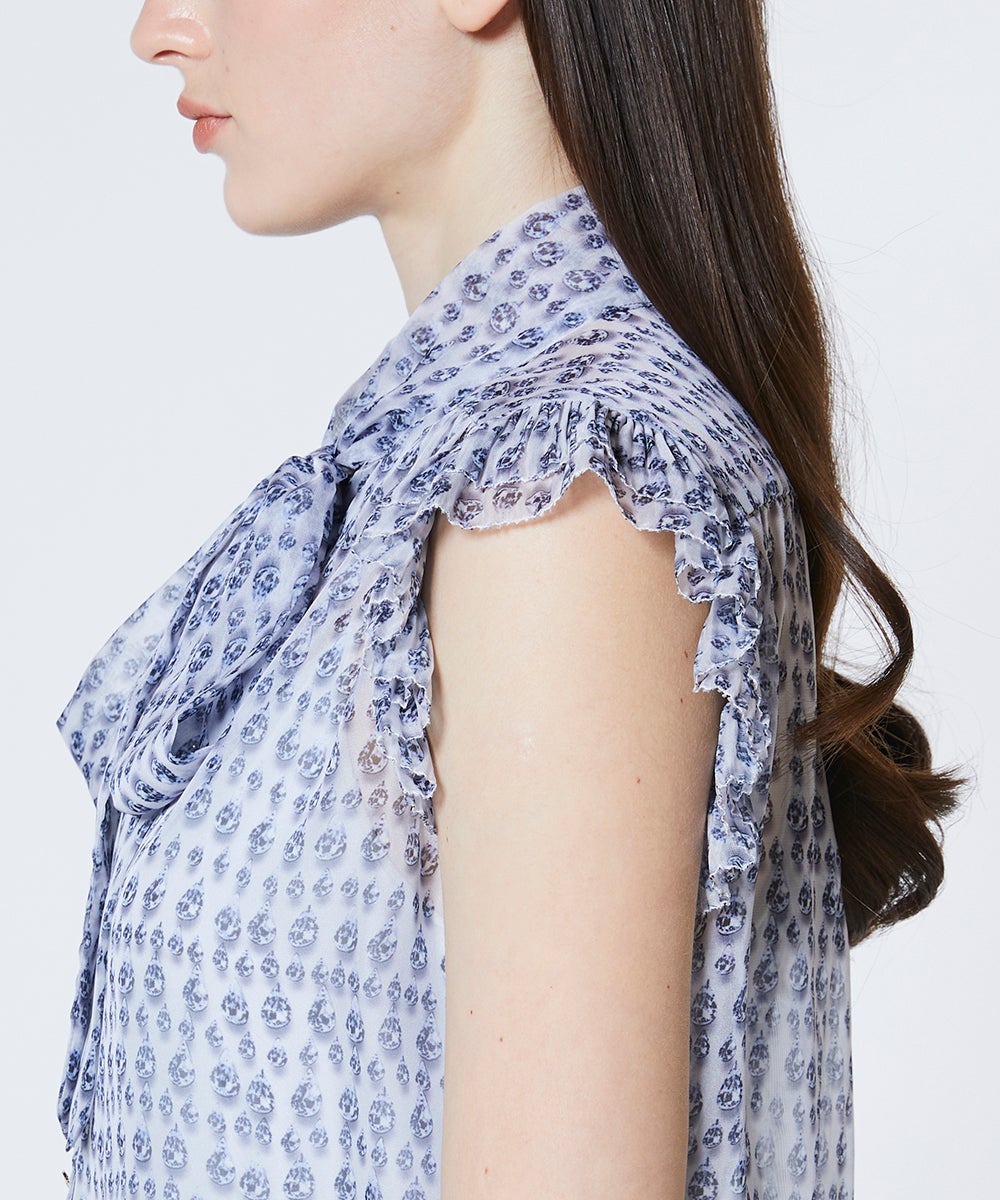 Sov. / ダイヤプリント シフォンボウタイブラウス TOPS Night STORE