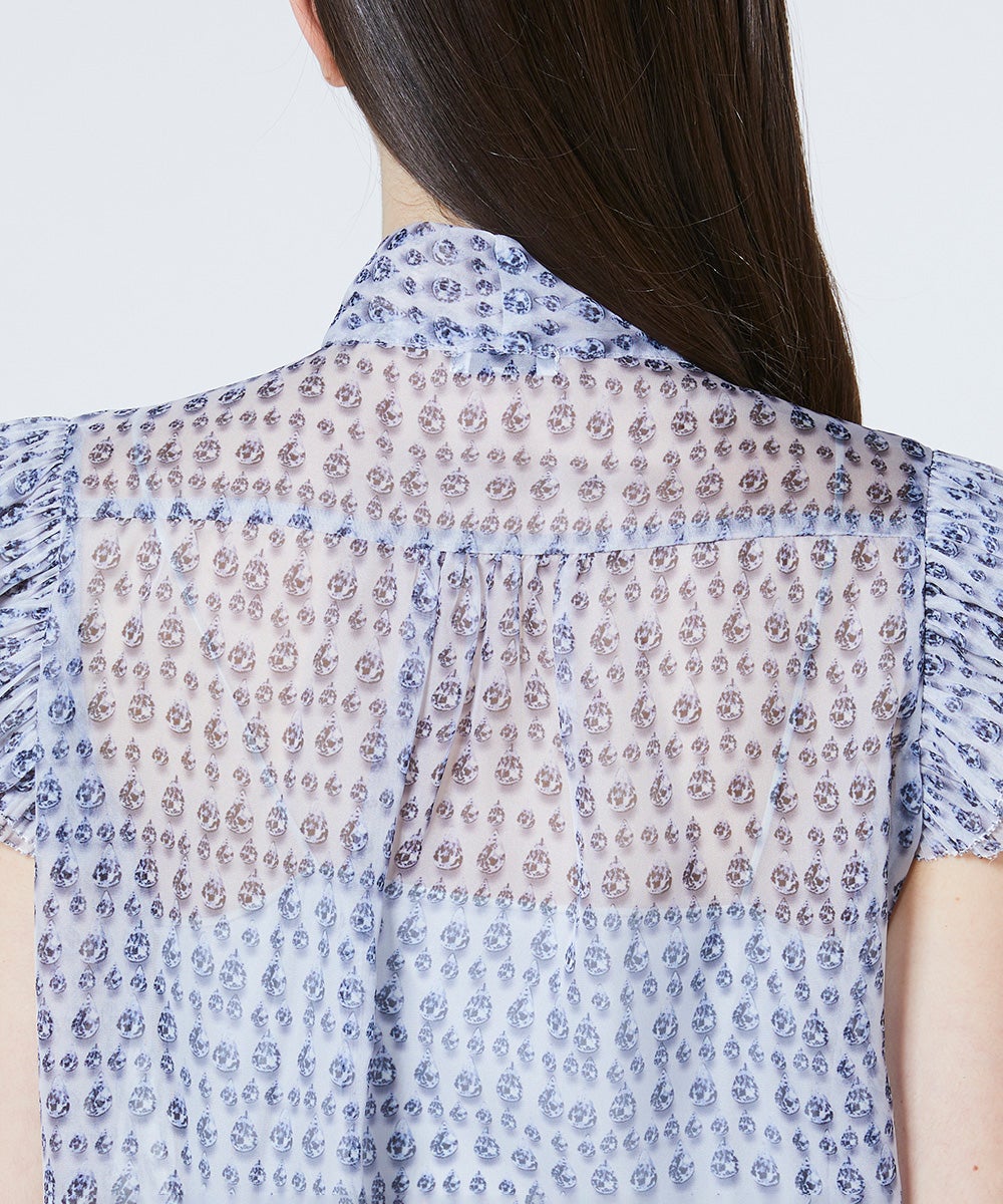 Sov. / ダイヤプリント シフォンボウタイブラウス TOPS Night STORE