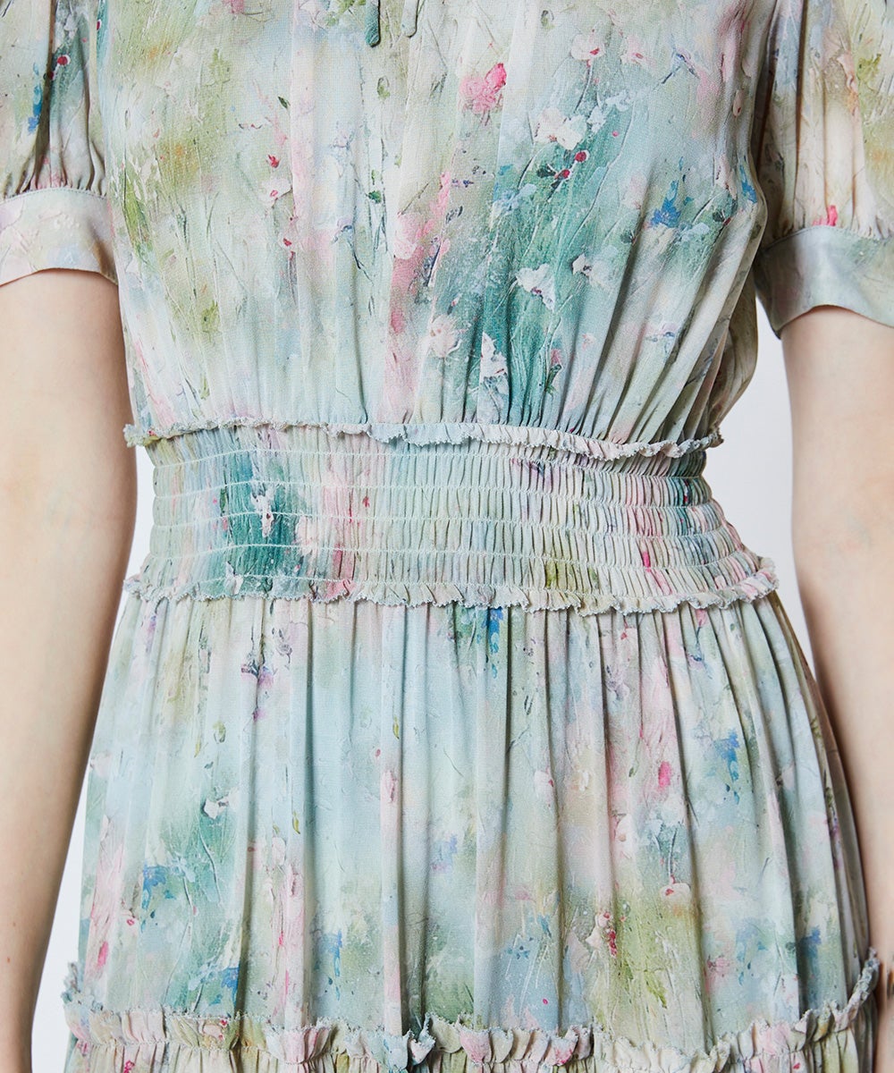 POINT 10%】Sov. / シフォンフラワーティアードワンピース DRESS Night