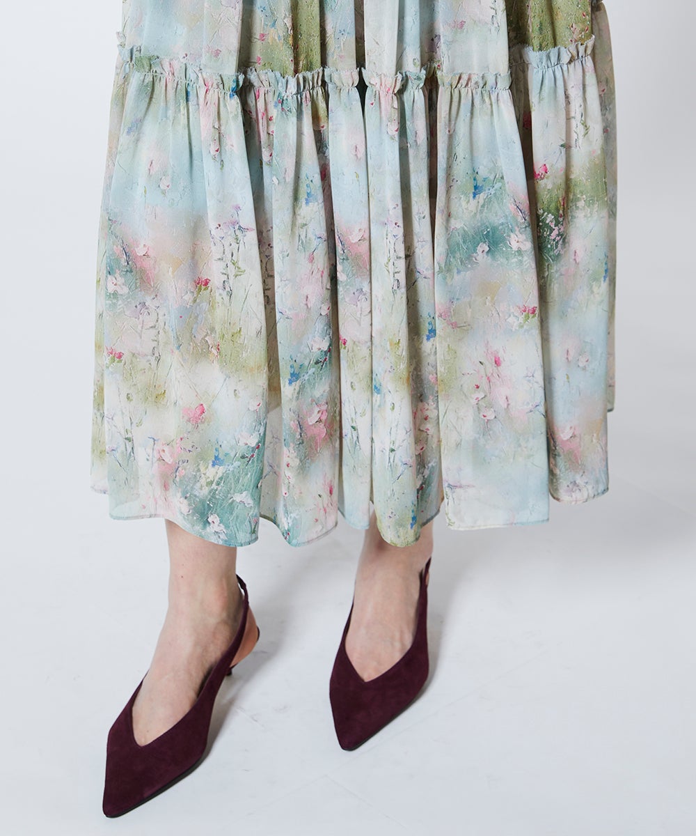 POINT 10%】Sov. / シフォンフラワーティアードワンピース DRESS Night