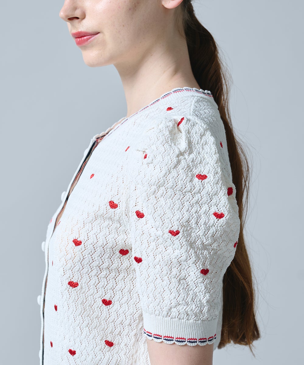 DSC / ハート刺繍パフスリーブサマーニット TOPS Night STORE | ダブル
