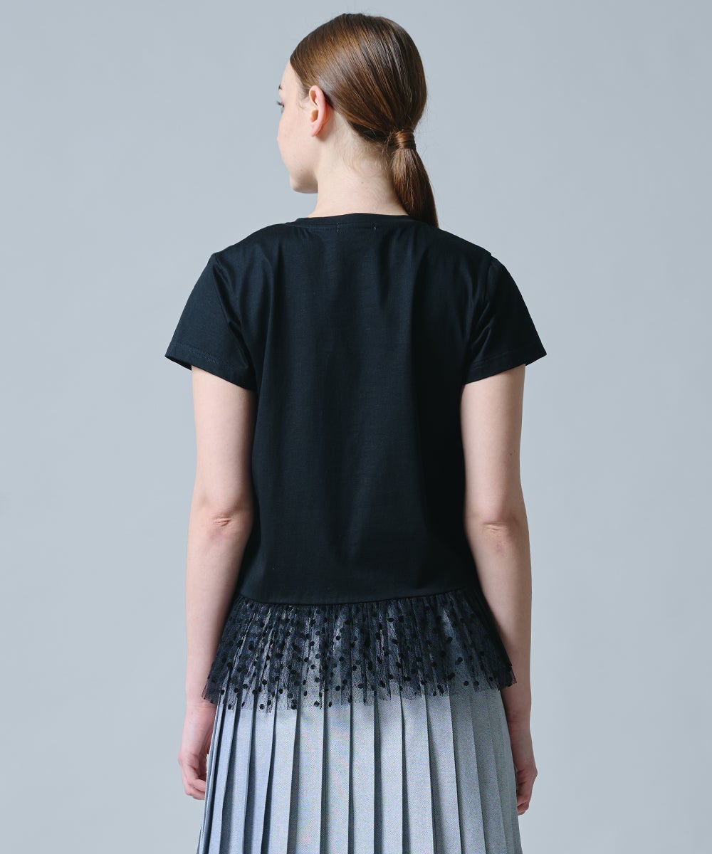 DSC / アシンメトリードットチュールTシャツ TOPS Night STORE