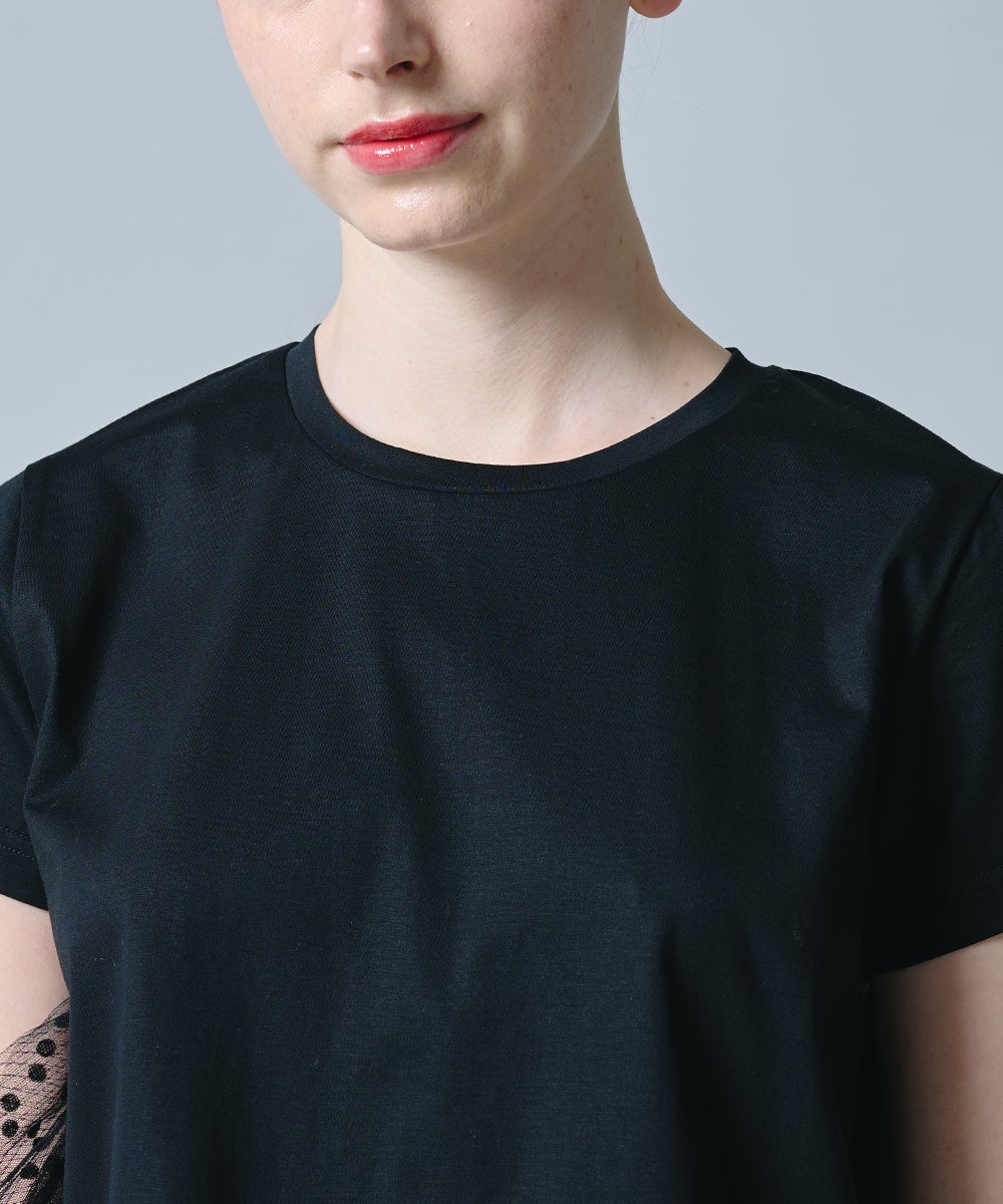 DSC / アシンメトリードットチュールTシャツ TOPS Night STORE
