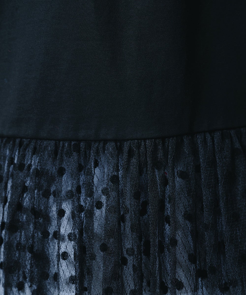 DSC / アシンメトリードットチュールTシャツ TOPS Night STORE