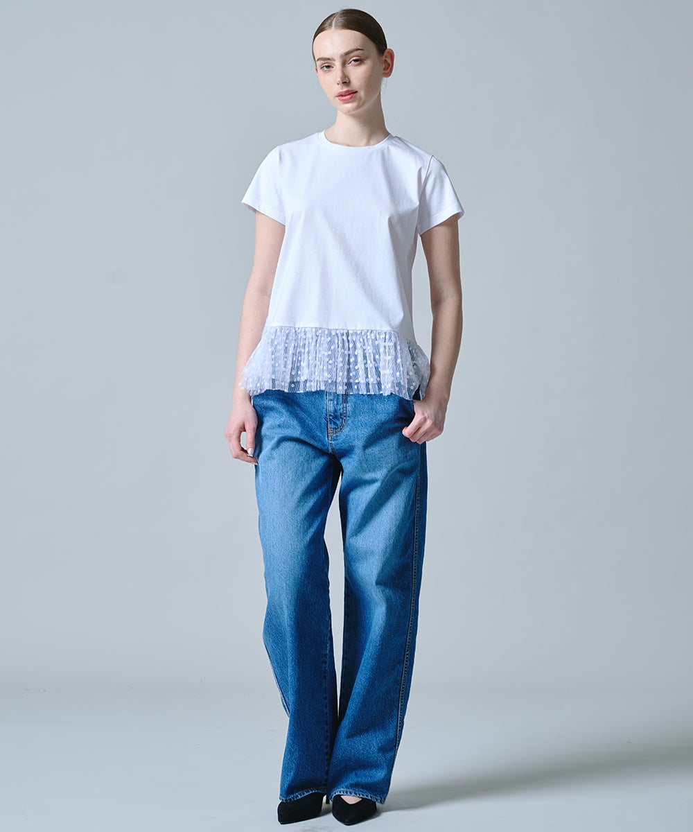 DSC / アシンメトリードットチュールTシャツ TOPS Night STORE