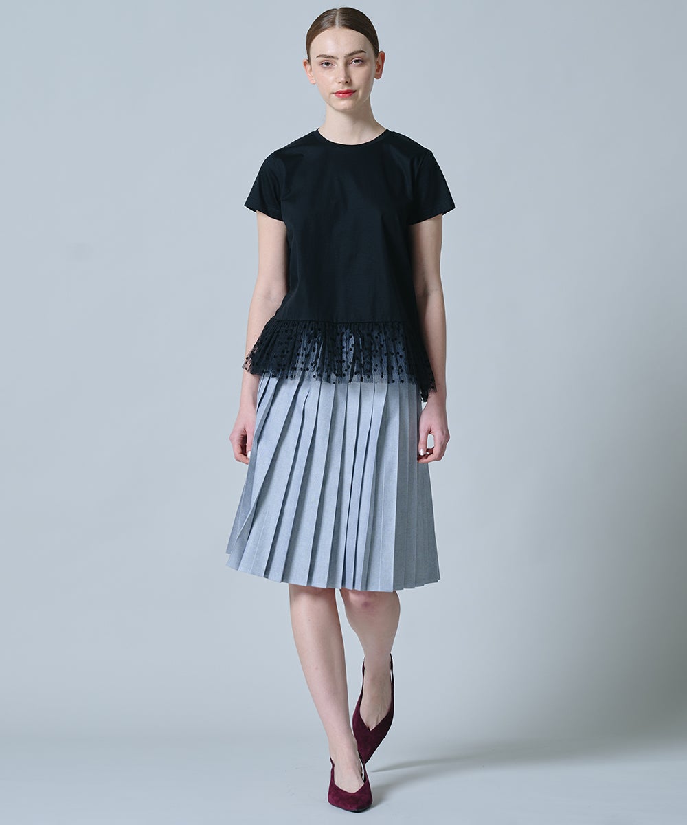 fiolily ドットチュールアシンメトリートップス DSC / アシンメトリードットチュールTシャツ TOPS Night STORE