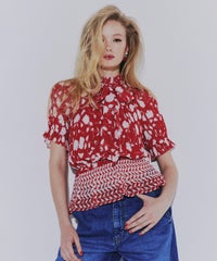 DSC / フラワーシフォンプリーツブラウス TOPS Night STORE | ダブル 