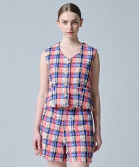 ベージュ×ピンク×ブルー