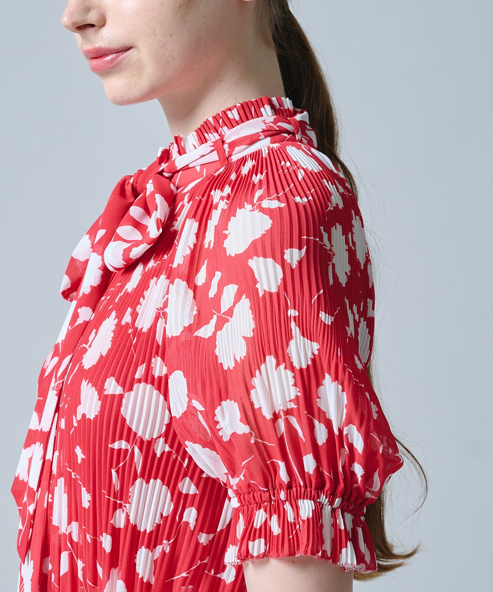 DSC / フラワーシフォンプリーツワンピース DRESS Night STORE
