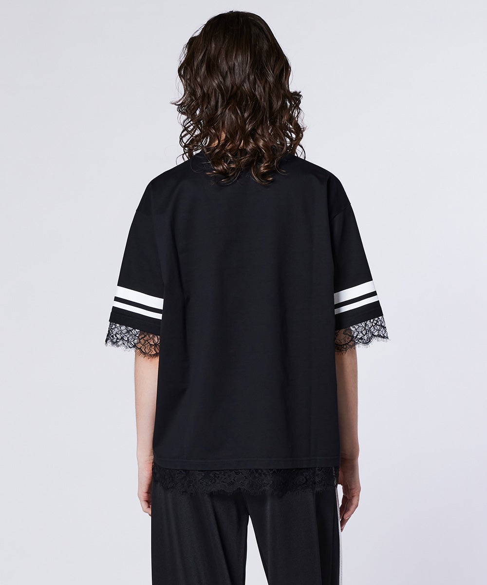 ESSENTIAL / シングルジャージ袖ラインレースTシャツ TOPS Night STORE