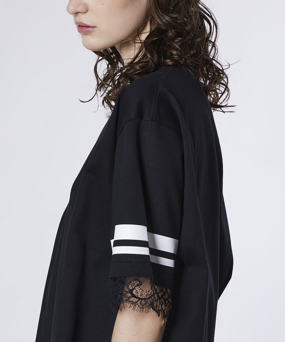 ESSENTIAL / シングルジャージ袖ラインレースTシャツ TOPS Night STORE