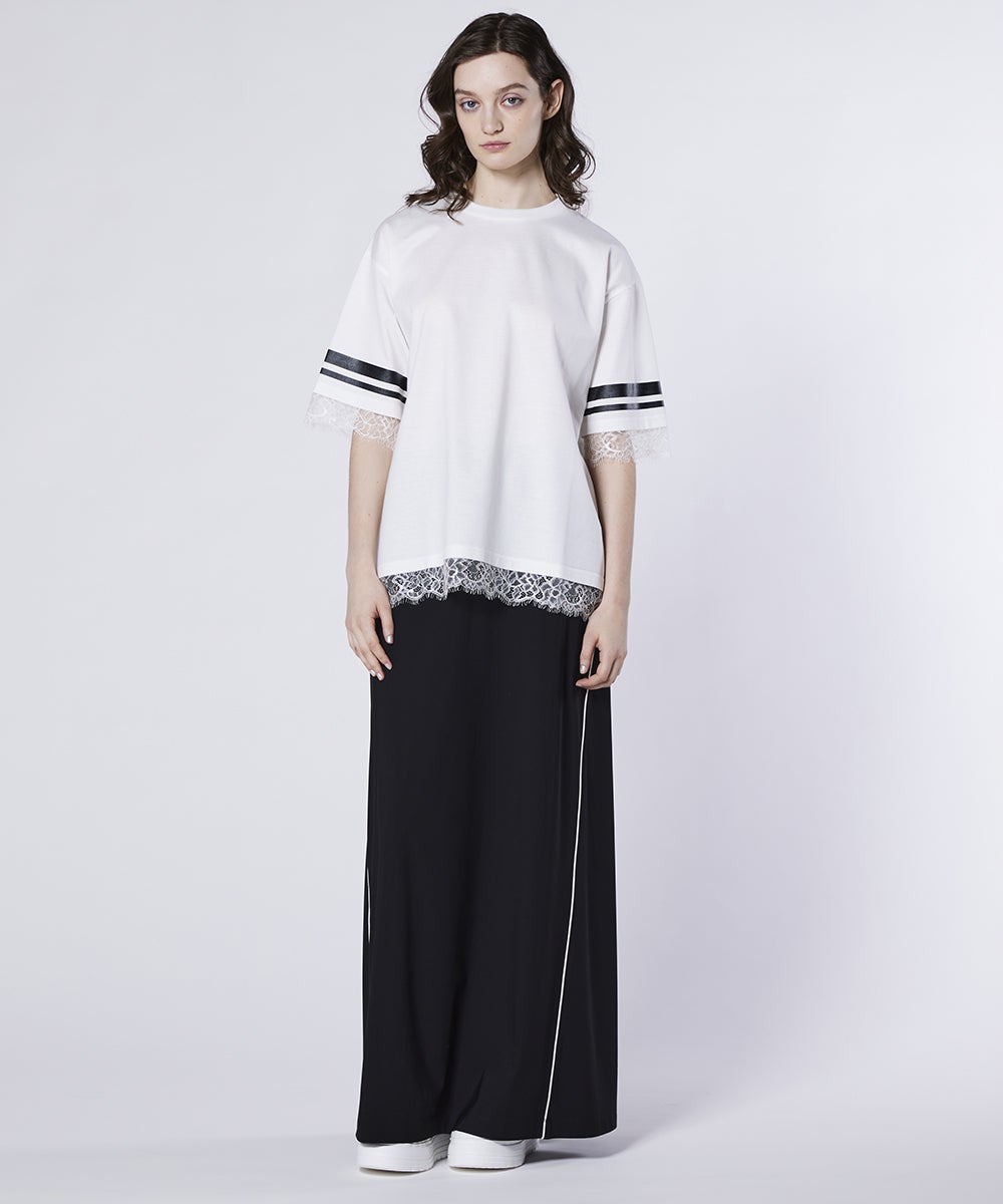 ESSENTIAL / シングルジャージ袖ラインレースTシャツ TOPS Night STORE