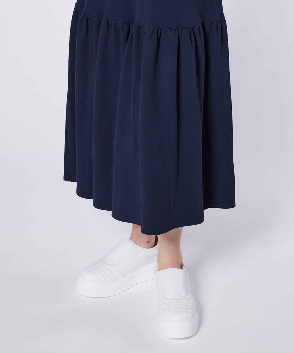 ESSENTIAL / 裏毛Vネックギャザー切り替えワンピース DRESS Night
