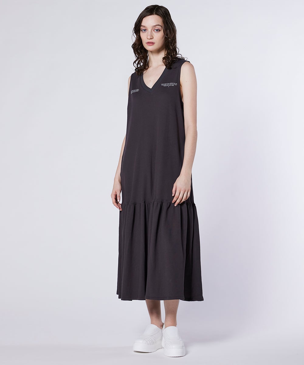 ESSENTIAL / 裏毛Vネックギャザー切り替えワンピース DRESS Night