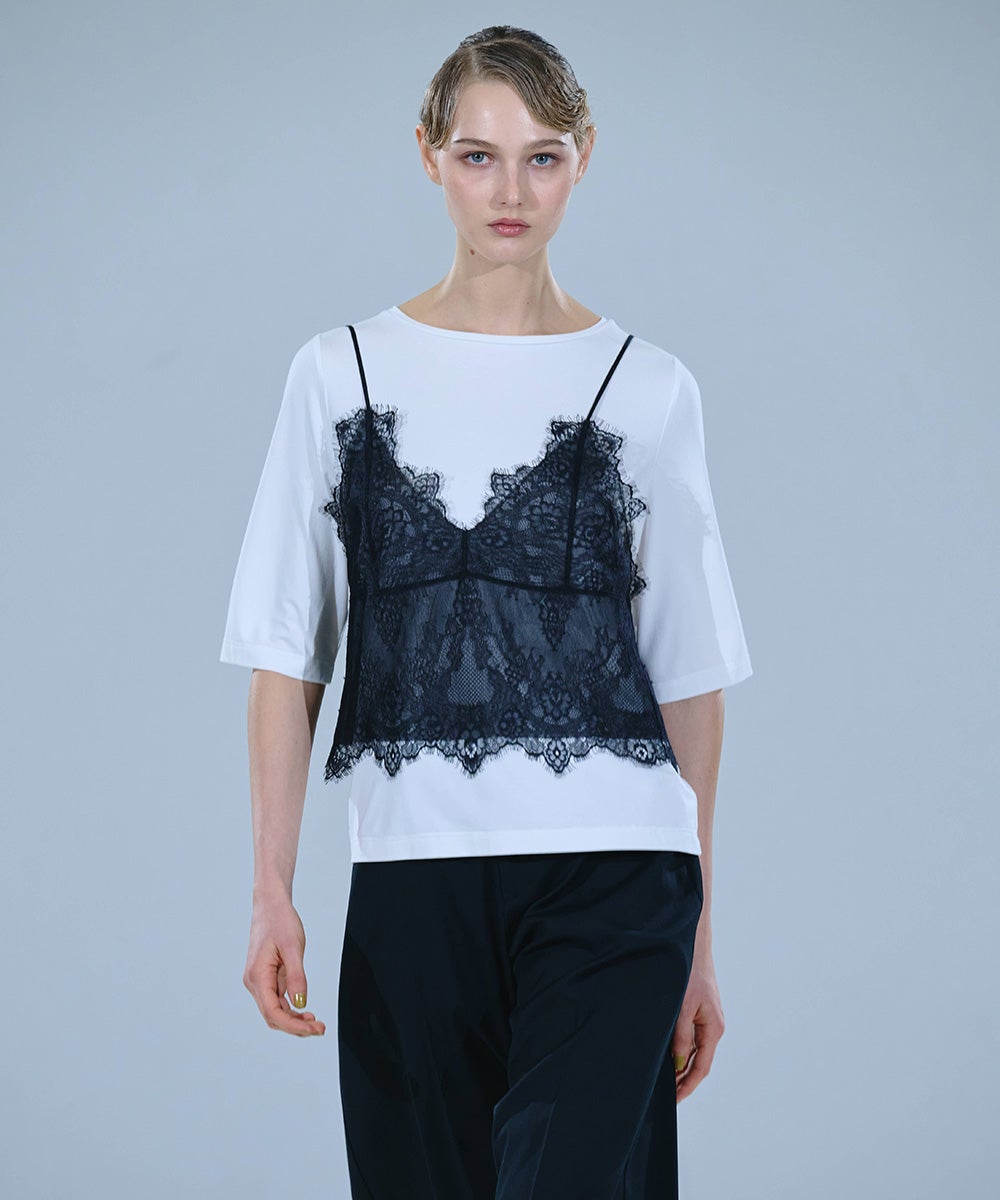 Sov. / チュールレースキャミソール×天竺Tシャツ TOPS Night STORE
