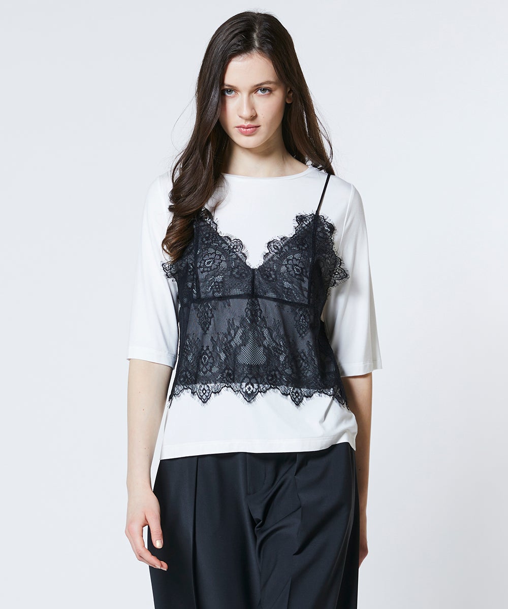 Sov. / チュールレースキャミソール×天竺Tシャツ TOPS Night STORE
