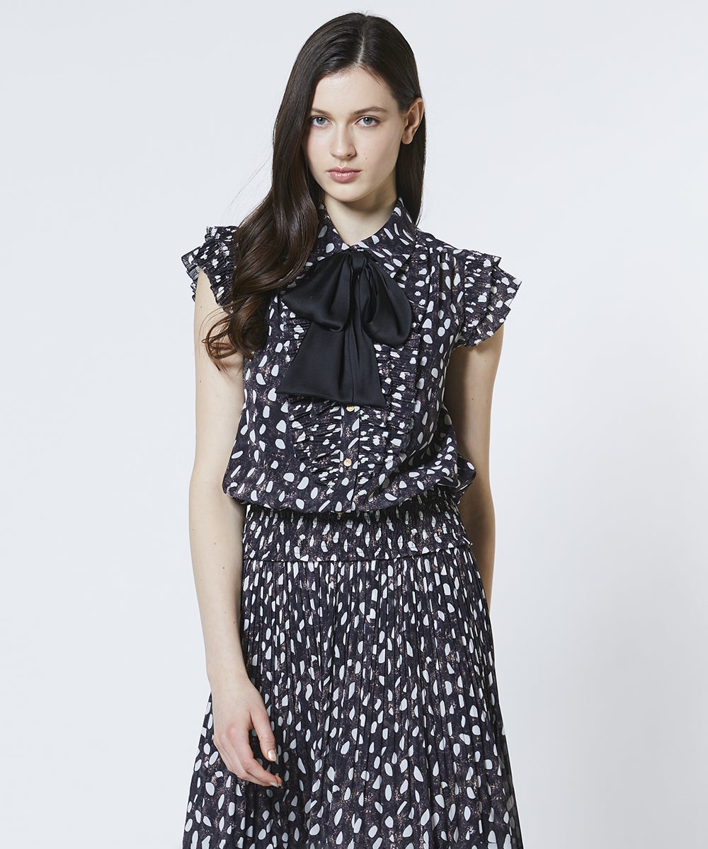 Sov. / ドットシフォンフリルボウタイブラウス(予約) TOPS Night STORE