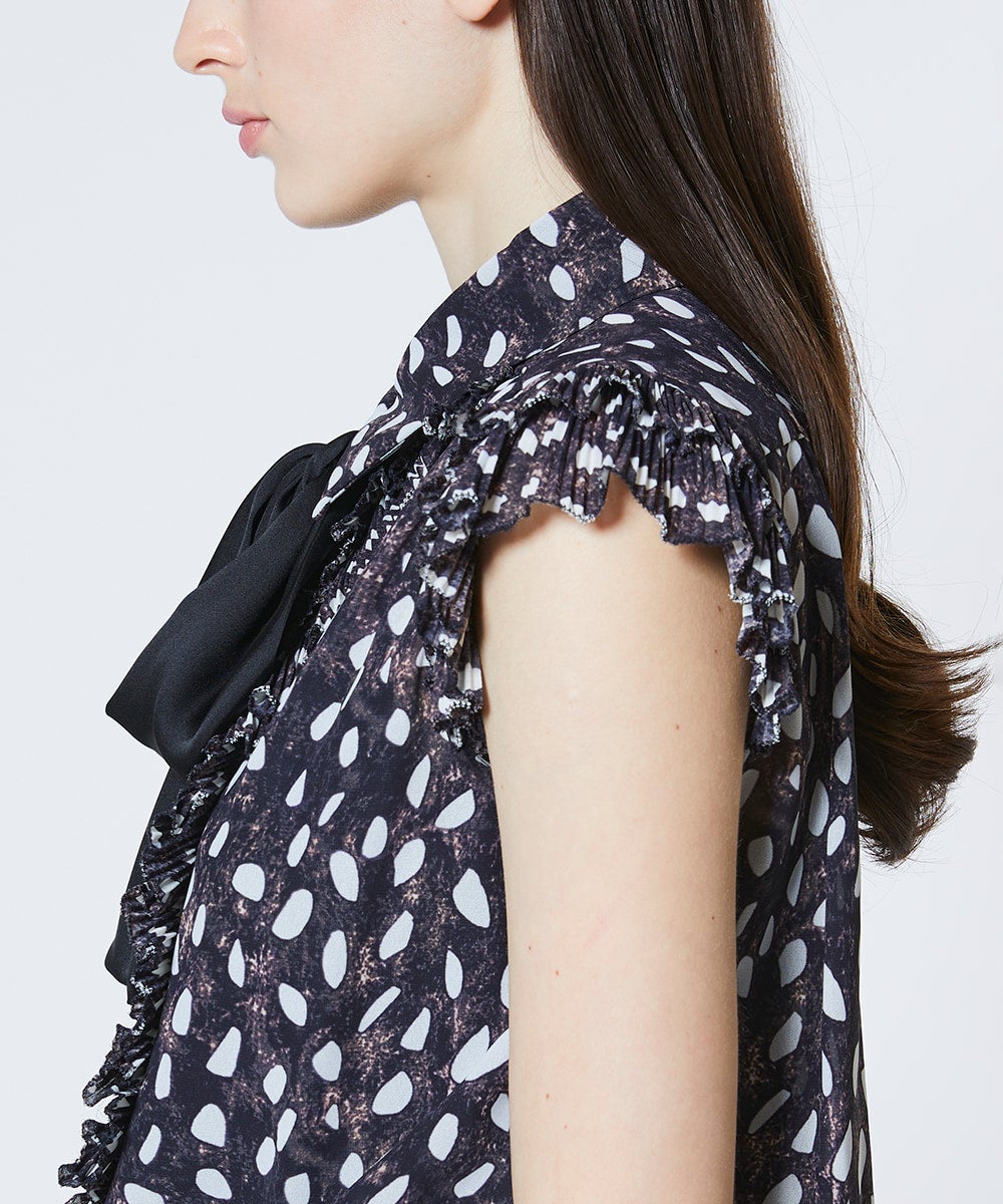 Sov. / ドットシフォンフリルボウタイブラウス(予約) TOPS Night STORE