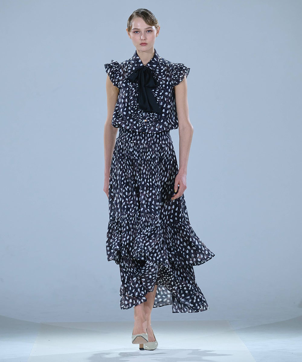 Sov. / ドットシフォンフリルボウタイブラウス(予約) TOPS Night STORE