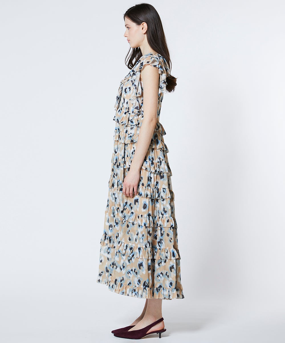 Sov. / シフォンレオパードフリルワンピース DRESS Night STORE