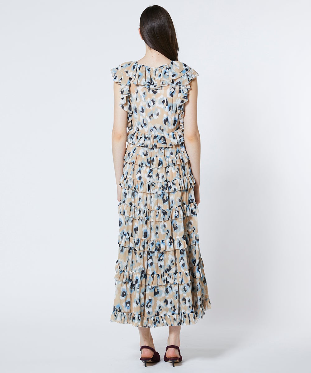 Sov. / シフォンレオパードフリルワンピース DRESS Night STORE