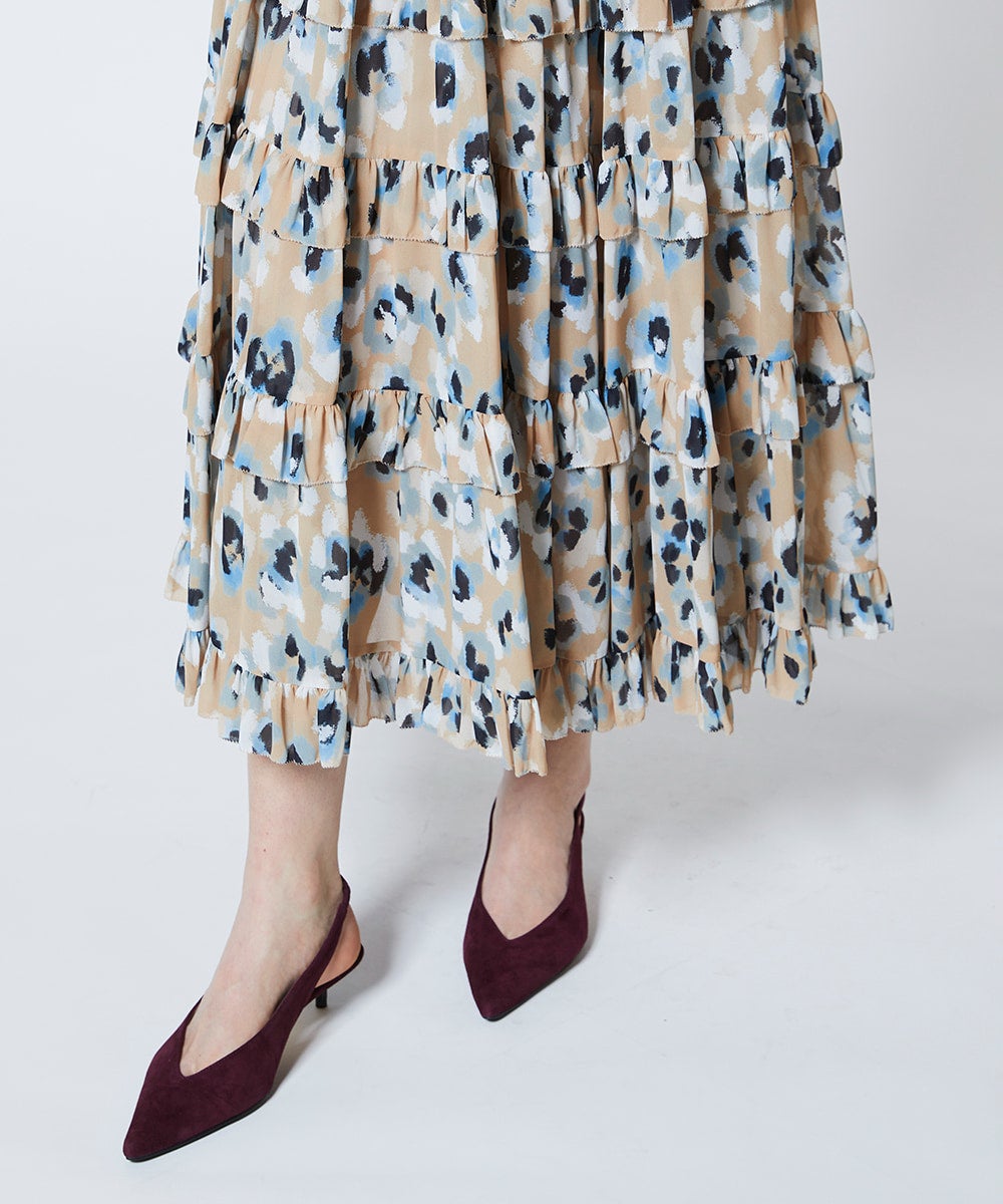 Sov. / シフォンレオパードフリルワンピース DRESS Night STORE