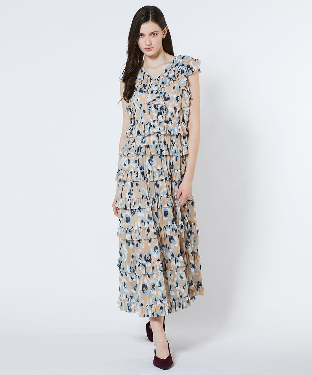 Sov. / シフォンレオパードフリルワンピース DRESS Night STORE