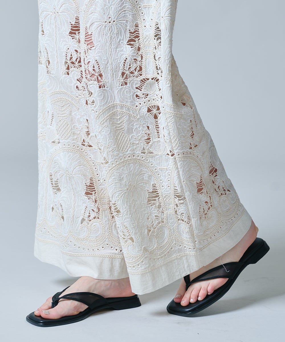 DSC / コットンブロードレース刺繍ワイドパンツ BOTTOMS Night STORE