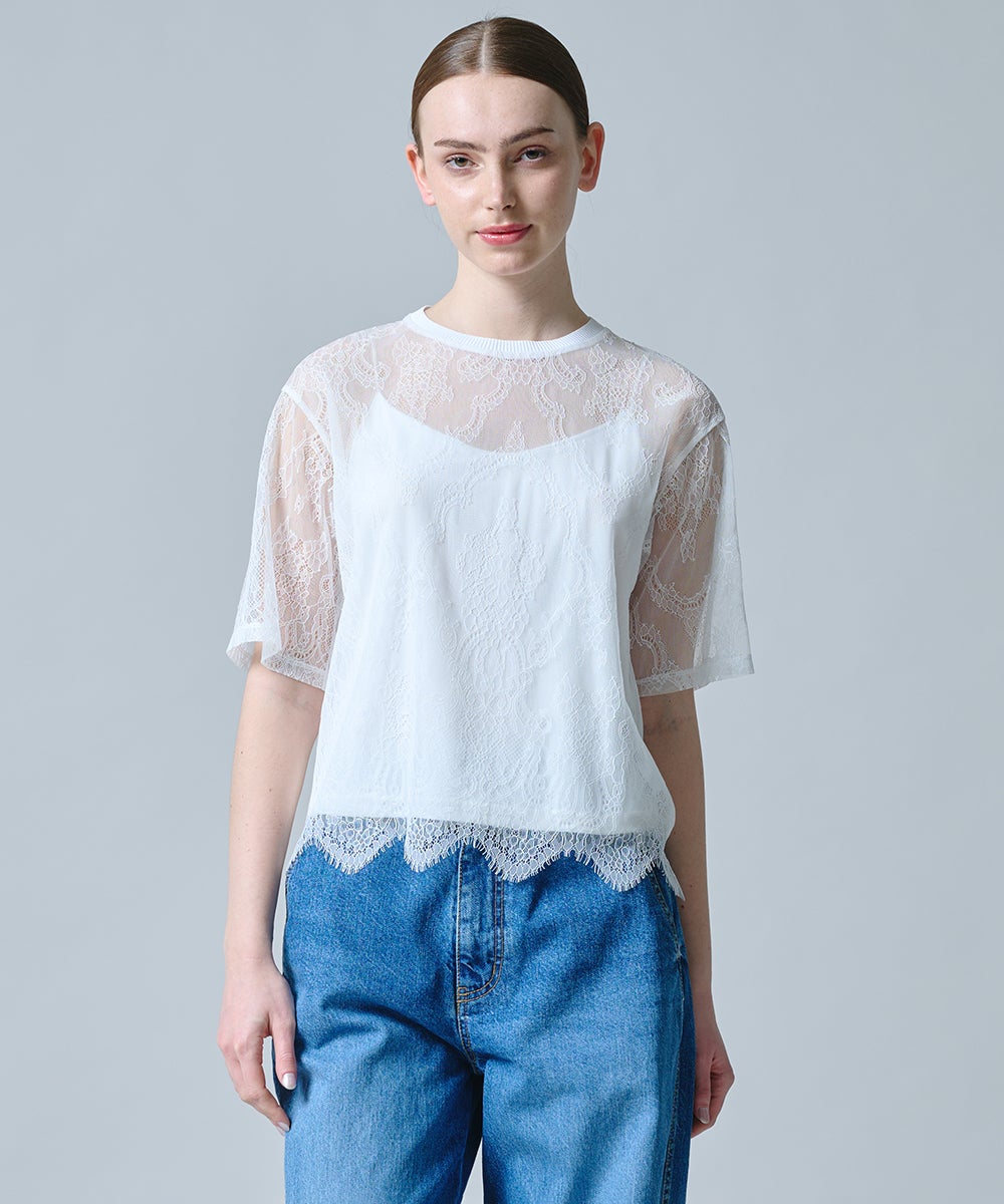 DSC / パネル柄レーストップス TOPS Night STORE | ダブルスタンダード