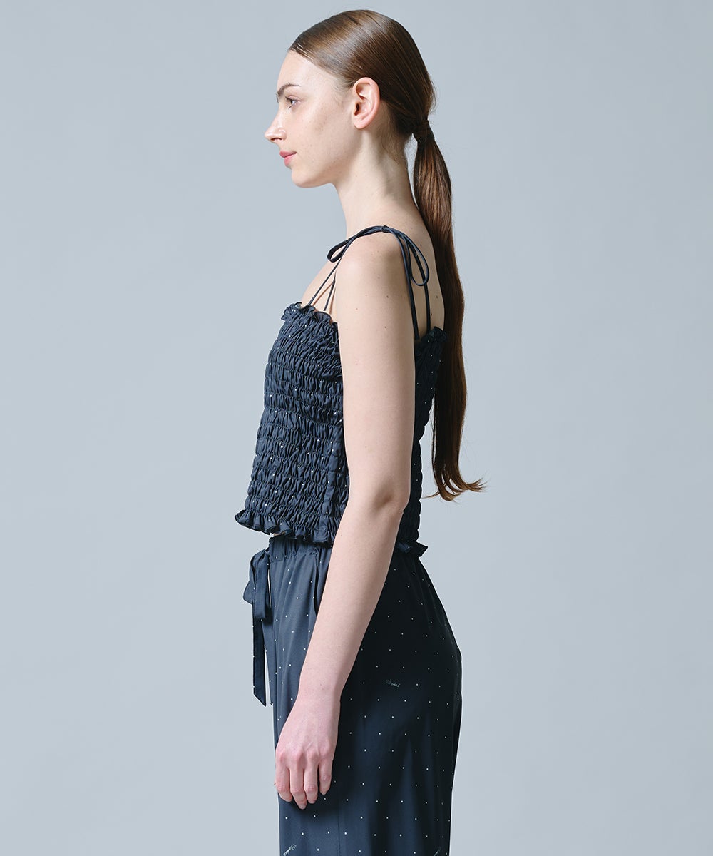 DSC / ウェーブロンドットシャーリングブラウス TOPS Night STORE