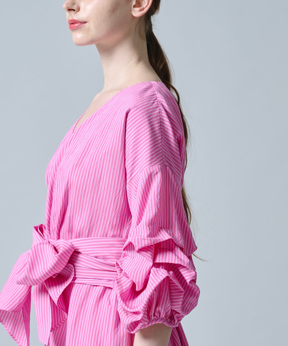 POINT 10%】DSC / カシュクールボリュームスリーブワンピース DRESS