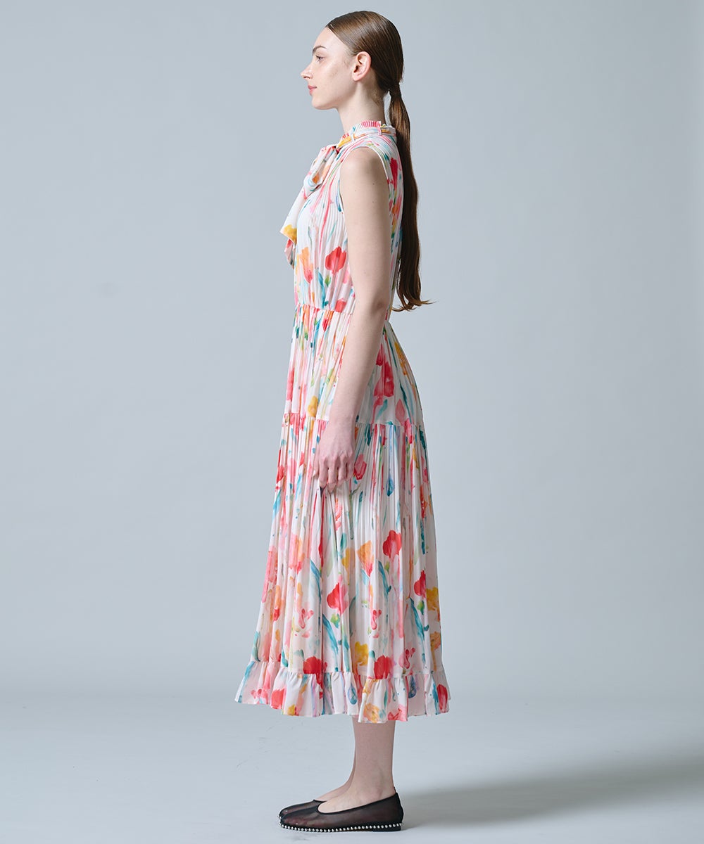 DSC / フラワーシフォンギャザーノースリワンピース DRESS Night STORE