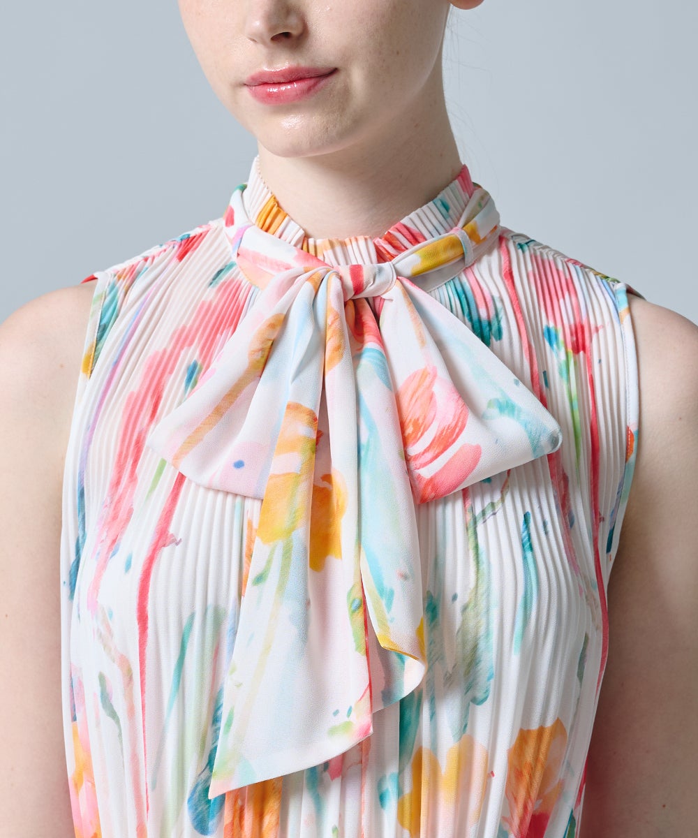 DSC / フラワーシフォンギャザーノースリワンピース DRESS Night STORE