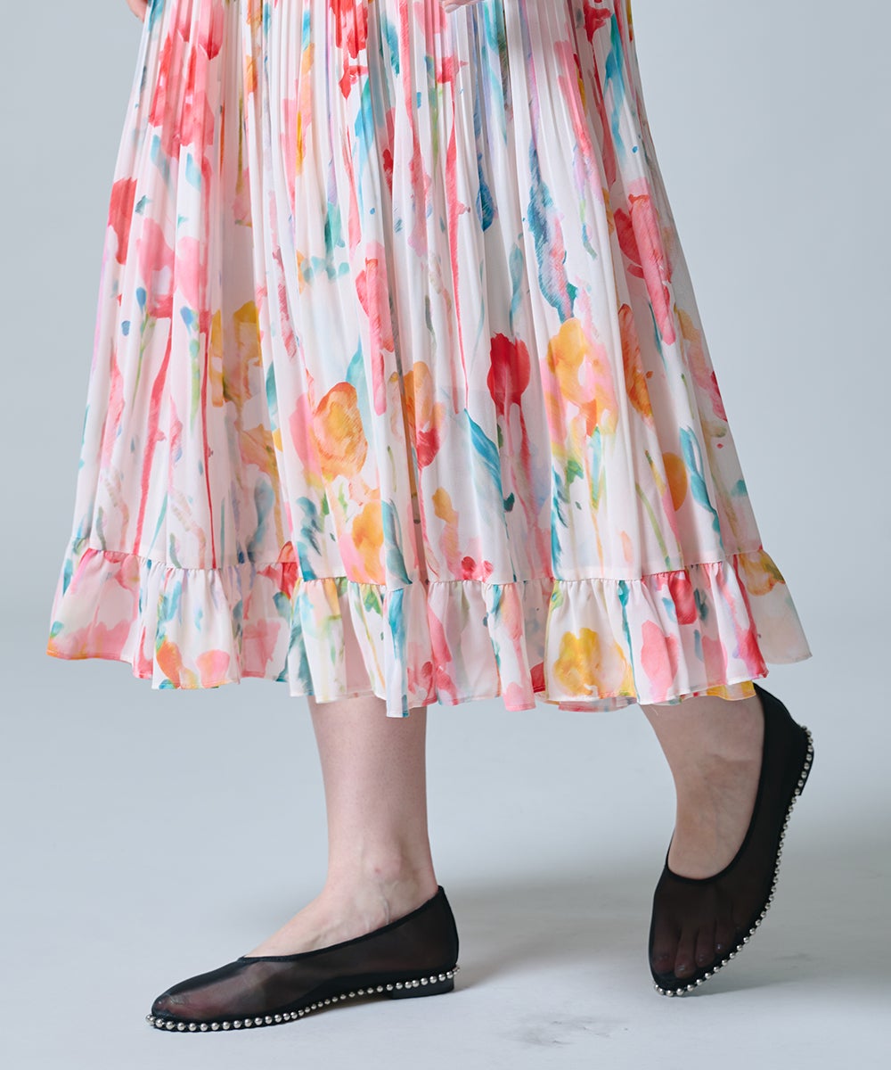 DSC / フラワーシフォンギャザーノースリワンピース DRESS Night STORE