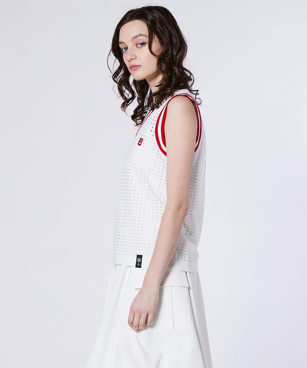 ESSENTIAL / 配色ライン メッシュベストトップス TOPS Night STORE