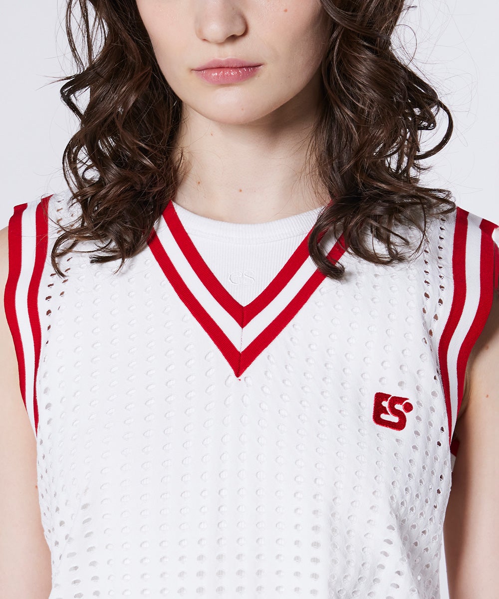 ESSENTIAL / 配色ライン メッシュベストトップス TOPS Night STORE