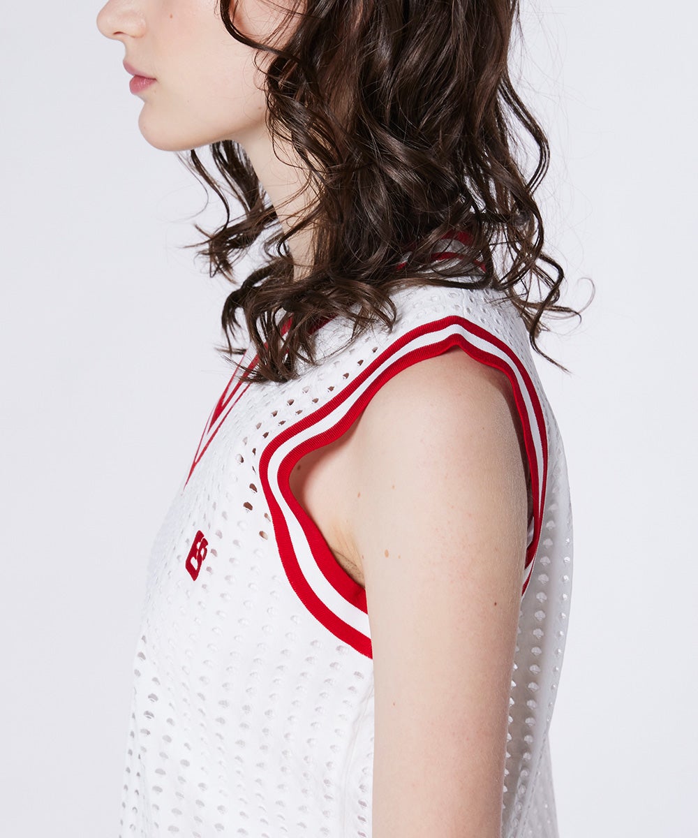 ESSENTIAL / 配色ライン メッシュベストトップス TOPS Night STORE
