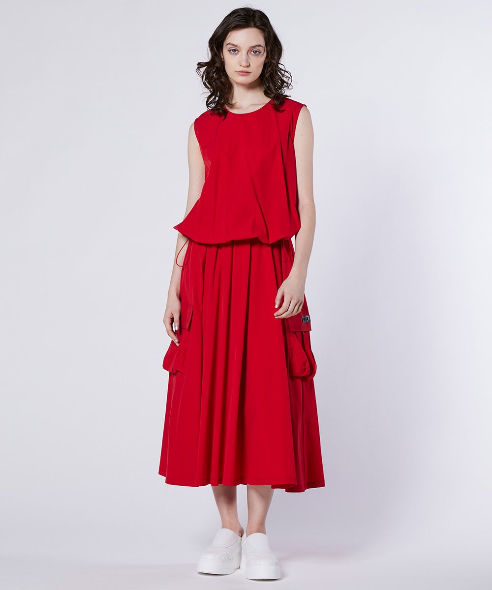 ESSENTIAL / ストレッチタフタ レイヤードワンピース DRESS Night