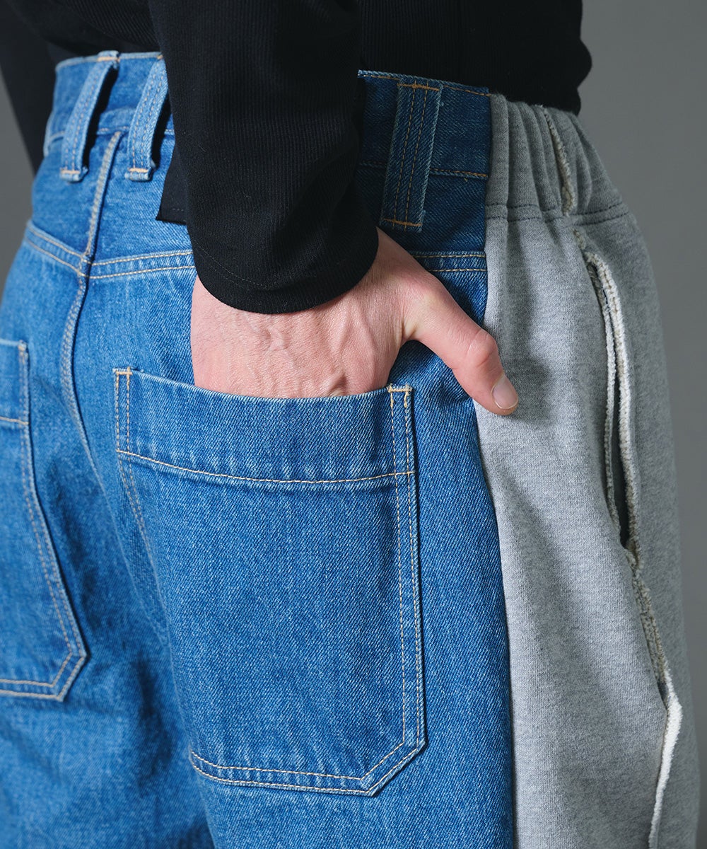 D/him 裏毛ドッキングデニムパンツ BOTTOMS Night STORE | ダブル