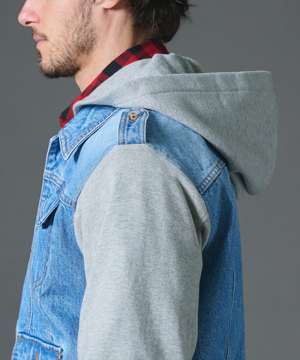 D/him 裏毛ドッキングデニムジャケット JACKETS Night STORE | ダブル